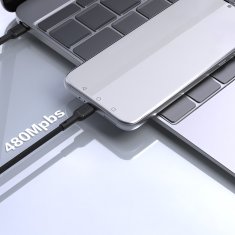 DUDAO USB-C PD 240W 1,2 m kabel - črn