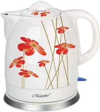 MAESTRO Keramični električni grelnik vode z rdečim cvetjem 1,5 l 1200 W | Maestro MR-066-RED
