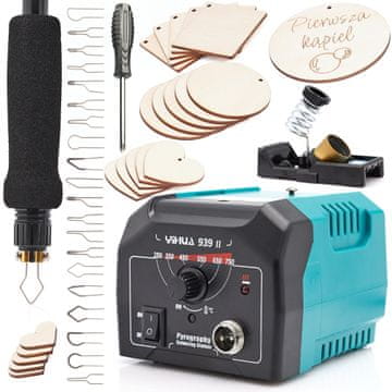 shumee Pirograf / Peč na drva Yihua 939-II 25W + komplet 20 pirografskih vezanih plošč 4 v 1