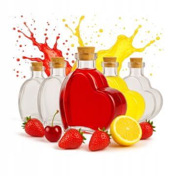 shumee 5x stekleničk v obliki srca 250 ml ZA poročno darilo, tinkture, likerje, vino, sok
