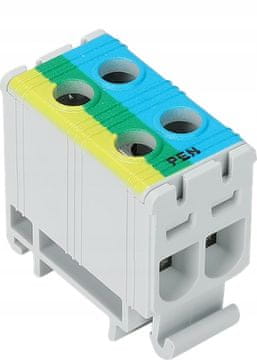 Tracon Electric Modro-zeleno-rumen konektor za zbiralke 2 x 1,5 -16 mm² 85 A tracon fleal-16/2KZS