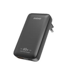 DUDAO Ultra tanek GaN potovalni stenski polnilnik 65 W USB-A USB-C PD eu/zda - črn