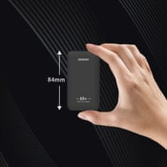 DUDAO Ultra tanek GaN potovalni stenski polnilnik 65 W USB-A USB-C PD eu/zda - črn