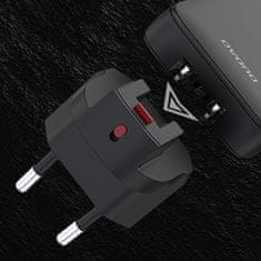 DUDAO Ultra tanek GaN potovalni stenski polnilnik 65 W USB-A USB-C PD eu/zda - črn