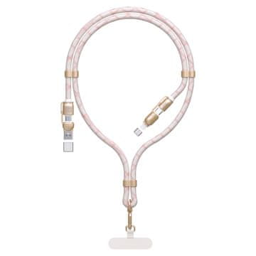 DUDAO 4-v-1 kabel z vrvico USB-A / USB-C / iPhone Lightning PD QC 65 W, 1,5 m – roza