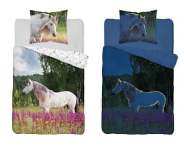 Detexpol Posteljnina HORSE, ki se sveti v temi 140x200 + prevleka za vzglavnik 70x80