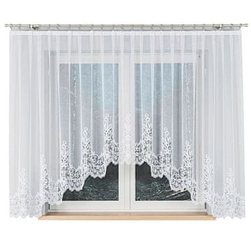 shumee Berenika - Že izdelana žakard zavesa z izrezom na dnu - 400x160 cm - bela