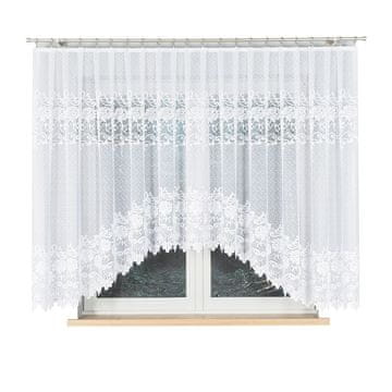 shumee Demetria - Že izdelana žakard zavesa z izrezom na dnu - 400x160 cm - bela