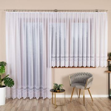 shumee Modesta - Že izdelana žakard zavesa z ravnim robom - 300x250 cm - bela -