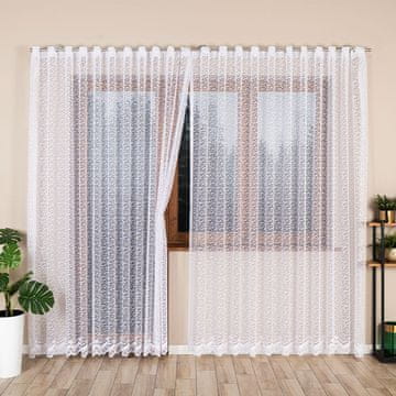 shumee Bogumiła - Že izdelana žakard zavesa z ravnim robom - 300x250 cm - bela