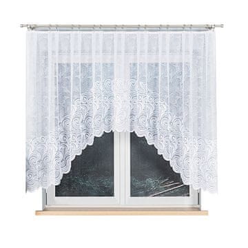 shumee Kinga - Že izdelana žakard zavesa z izrezom na dnu - 300x140 cm - bela