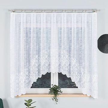 shumee Kinga gotova zavesa s podrezanim robom, žakard, bela, z ornamenti, 330x160 cm