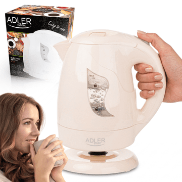 Adler Funkcionalni električni grelnik vode Adler, 1 l, sodoben dizajn, bež