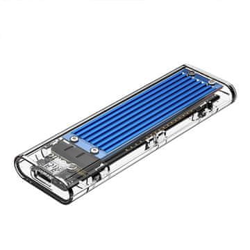 Orico Ohišje za trdi disk TCM2-C3 M.2 NVMe z vmesnikom USB-C 10 Gb/s – modro-prozorno
