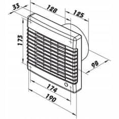 VENTS Aksialni kopalniški ventilator z 125 mm prezračevalnimi odprtinami