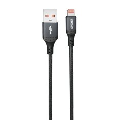 DUDAO USB-A – iPhone Lightning kabel v opletu, 3 A, 30 W, 1,2 m – črn