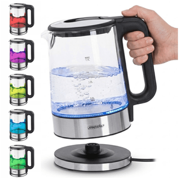 Mesko MS 1301 črn steklen grelnik vode 1,7 l z regulacijo temperature.