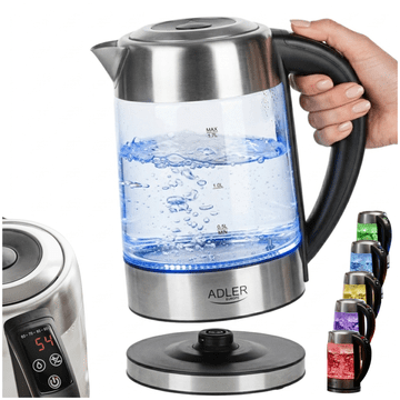 Adler AD 1247 Stekleni grelnik vode 1,7 l z regulacijo temperature.