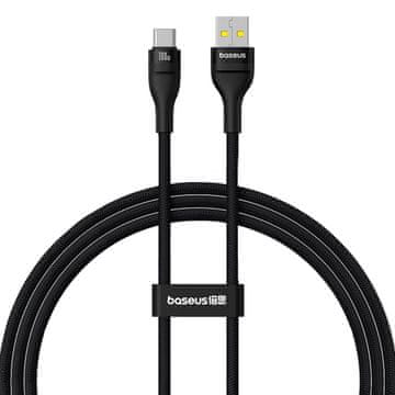 BASEUS Vzdržljiv kabel Flash 2 USB-A - USB-C 100W, 1 m, črne barve