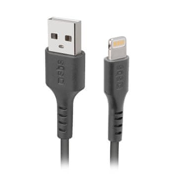 SBS Kabel z MFi-certifikatom USB-A – iPhone Lightning, 1 m – črn