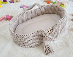 MY SWEET BABY Nosilec za punčke Moses Basket boho bombaž - svetlo bež