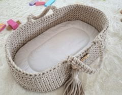MY SWEET BABY Nosilec za punčke Moses Basket boho bombaž - svetlo bež