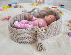 MY SWEET BABY Nosilec za punčke Moses Basket boho bombaž - svetlo bež