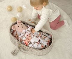 MY SWEET BABY Nosilec za punčke Moses Basket boho bombaž - svetlo bež