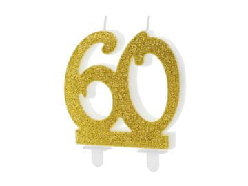 PartyDeco Rojstnodnevna sveča PartyDeco številka 60 zlata 7,5 cm