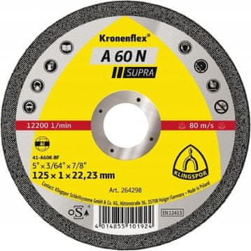 KLINGSPOR A60N 125x1 aluminijasta rezalna plošča