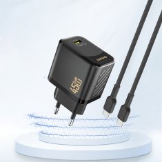DUDAO Stenski polnilnik A28 GaN USB-C 45W - črne barve