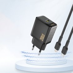 DUDAO Stenski polnilnik PD20W GaN USB-C - črne barve