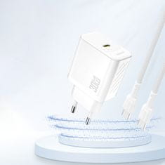 DUDAO Hitri omrežni polnilnik 30 W PD GaN USB-C – bel