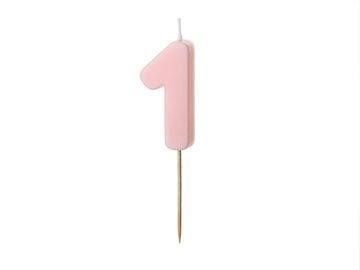 PartyDeco Rojstnodnevna svečka številka 1, roza, 5,5 cm