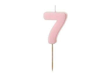 PartyDeco Rojstnodnevna svečka številka 7, roza, 5,5 cm