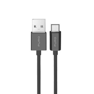 Puro Kabel USB-A – microUSB iz TPE, 12 W, 1 m – črn