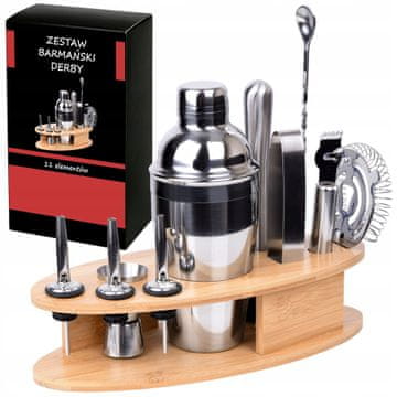 Gockowiak SET PIJAČ ZA BARMANA, STOJALO ZA SHAKER, 11 DELNI, BOŽIČNO DARILO
