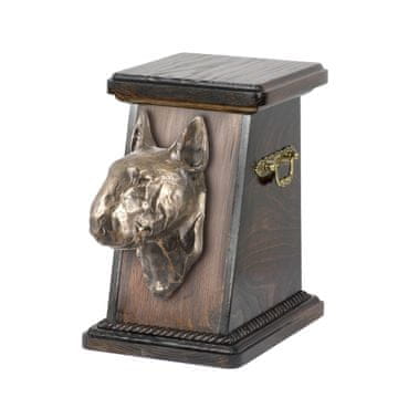 Artdog Bulterier - žara za pasji pepel, elegantna žara s kipcem, spominska žara s pasjim doprsnim kipom Art-Dog