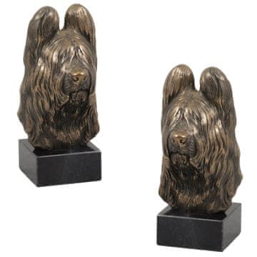 shumee Francoski ovčar briard, berger de brie - kipec psa, doprsni kip na kamnitem podstavku, skulptura, pokal za razstavo psov, Art-Dog