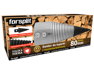 shumee Sveder za cepilnik lesa 80 mm, z zamenljivo konico (zatič) Sveder za cepilnik lesa / premer 80 mm / luknja 25 mm / stožec za cepljenje drv