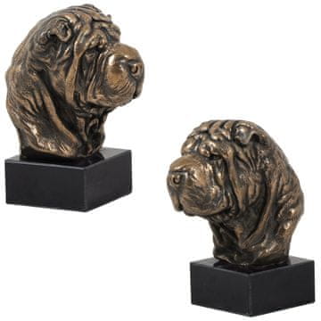 shumee Šar pei - kipec psa, doprsni kip na kamnitem podstavku, skulptura, trofeja za razstavo psov, Art-Dog