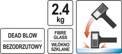 YATO Gumijasto kladivo, brez odvračanja 2,4 KG, ročaj iz steklenih vlaken / YT-46270 / yato