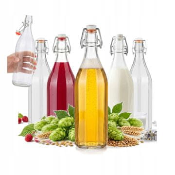 shumee 6x Steklenička Costolata 750ml z mehanskim zamaškom Stekleničke za tinkture 0,75l
