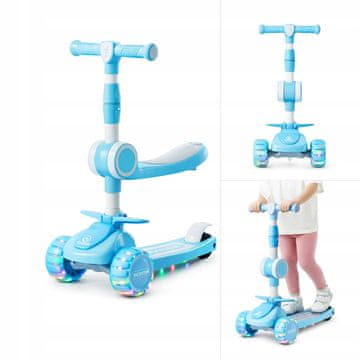 shumee Trikolesni LED skuter za otroke, nastavljiv 63-79 cm, poganjalsko kolo