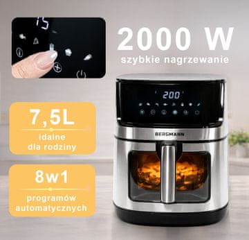 shumee Bergmann YO cvrtnik brez maščobe 1 komora 7,5 l 2000 W N