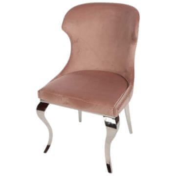 shumee Jedilni stol Pink Glamour Velvet s kromiranimi nogami