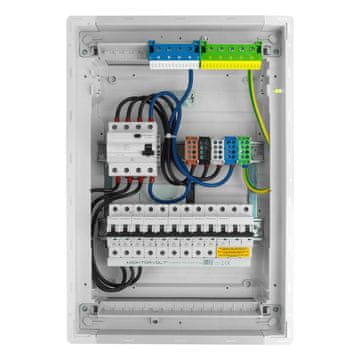 shumee Vgradna modularna razdelilna omarica 2x12 zaščitena 10xMCB 1xRCCB VDE ožičena električna omarica Hager 505,50x348x98mm odcepne sponke L1, L2, L3, N, PE Doktorvolt DV-6227-PT
