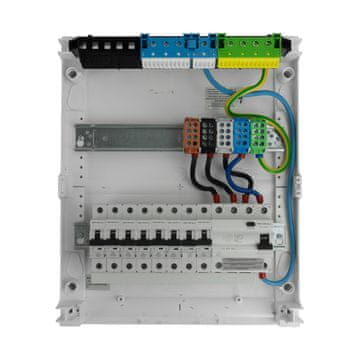shumee Nadometna modularna razdelilna omarica 2x12 zaščitena 8xMCB 1xRCCB VDE ožičena električna omarica Hager 370x305x96,5 mm odcepne sponke L1, L2, L3, N, PE Doktorvolt DV-6319-NT