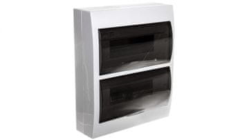 Kanlux Modularna razdelilna omarica, plastična, 2x12, nadometna, IP40, IK06, N+PE, razred II, prozorna siva vrata, DB212S 2X12P/SMD, bela, 3835