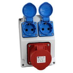 tp electric Prazno ohišje razdelilne omarice brez ožičenja z vtičnicami 16A 400V 2x 230V Schuko VDE prazna električna razdelilna omarica TpE 0486